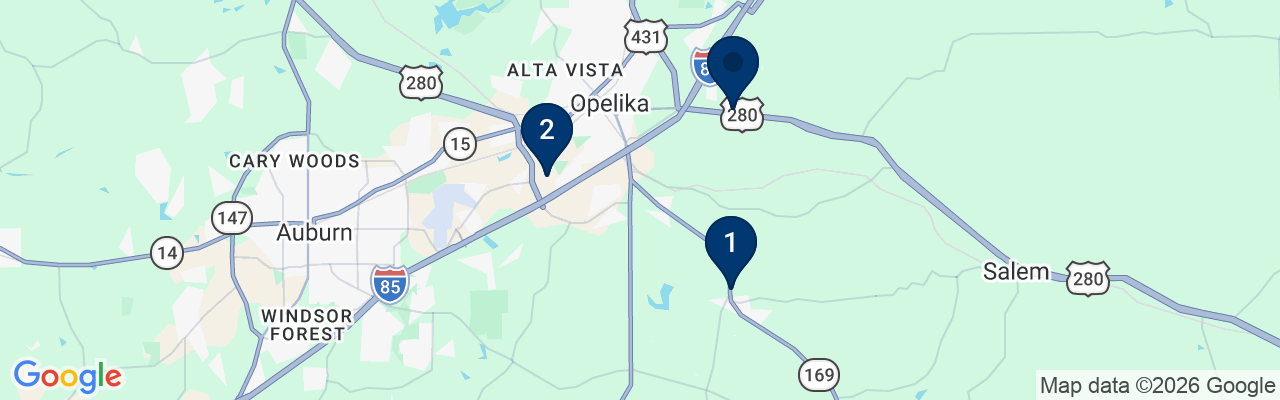 Map showing facility locations
