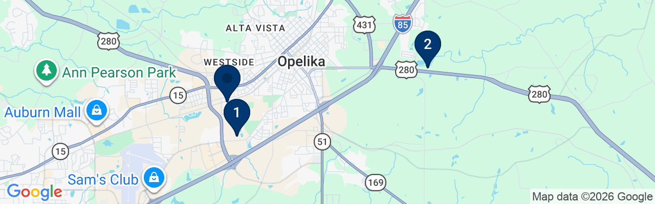 Map showing facility locations